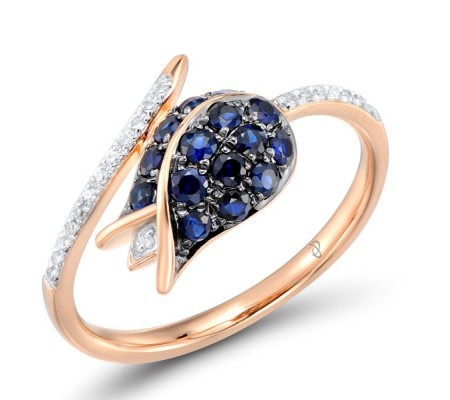14KRWB Ring Blue Sapphire,Diamond (R304248SAP14KRWB) - US 7