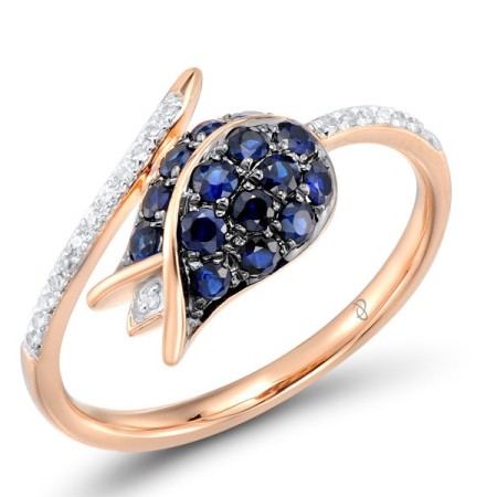 14KRWB Ring Blue Sapphire,Diamond (R304248SAP14KRWB) - US 7