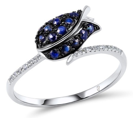 14KWB Ring Blue Sapphire,Diamond (R304248SAP14KWB) - US 6