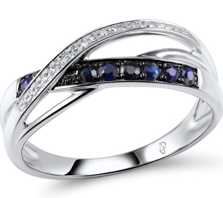 14KWB Ring Blue Sapphire,Diamond (R304249SAP14KWB) - US 6