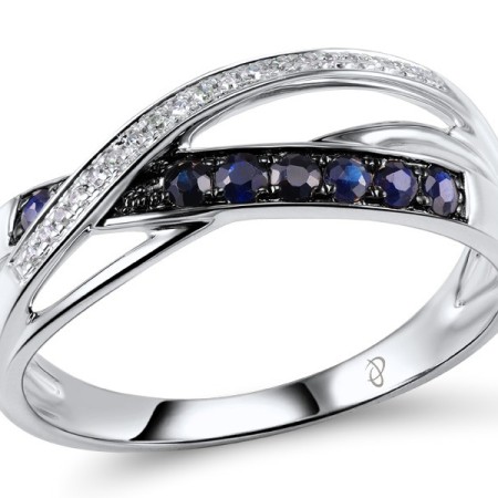 14KWB Ring Blue Sapphire,Diamond (R304249SAP14KWB) - US 6