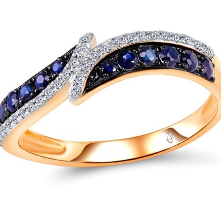 14KRWB Ring Blue Sapphire,Diamond (R304250SAP14KRWB) - US 6