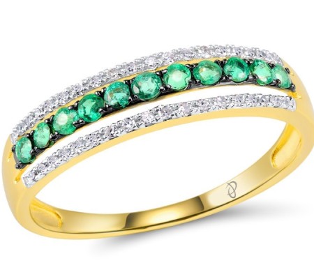 14KYWB Ring Diamond,Emerald (R304253EMR14KYWB) - US 7