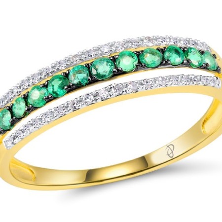 14KYWB Ring Diamond,Emerald (R304253EMR14KYWB) - US 7