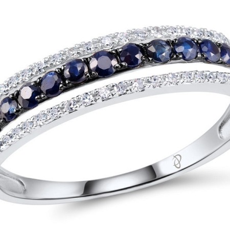 14KWB Ring Blue Sapphire,Diamond (R304253SAP14KWB) - US 8