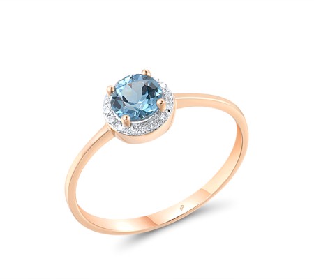 14KRW Ring Blue Topaz (Swiss Blue),Diamond (R304255BLT14KRW) - US 8