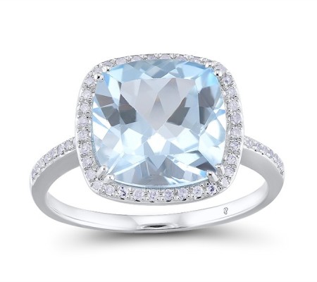 14KW Ring Blue Topaz (Sky Blue),Diamond (R304357BKT14KW) - US 6.5