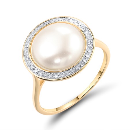 14KYW Ring Fresh Water White Pearl,Diamond (R304360FWP14KYW) - US 6