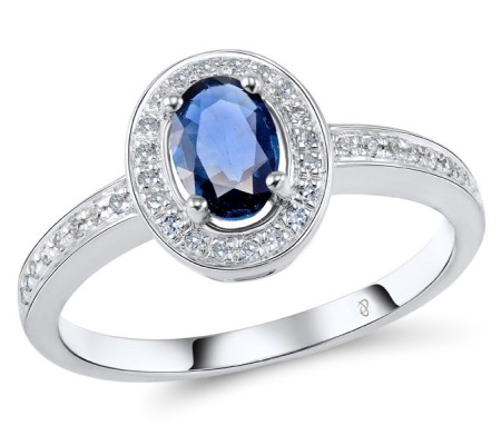 14KW Ring Blue Sapphire,Diamond (R304361SAP14KW) - US 8