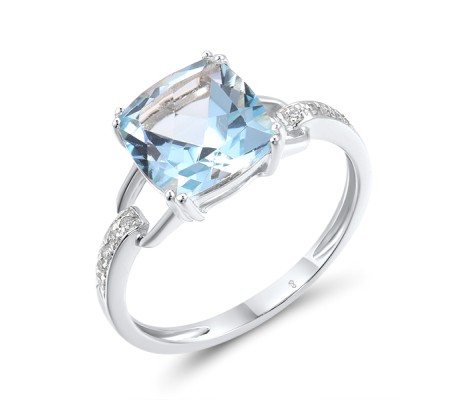 14KW Ring Blue Topaz (Sky Blue),Diamond (R304362BKT14KW) - US 7