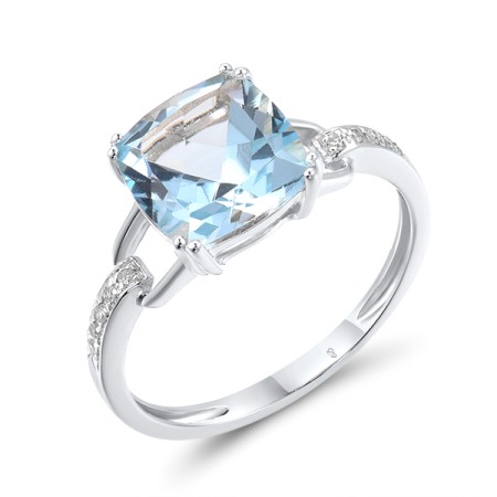 14KW Ring Blue Topaz (Sky Blue),Diamond (R304362BKT14KW) - US 7