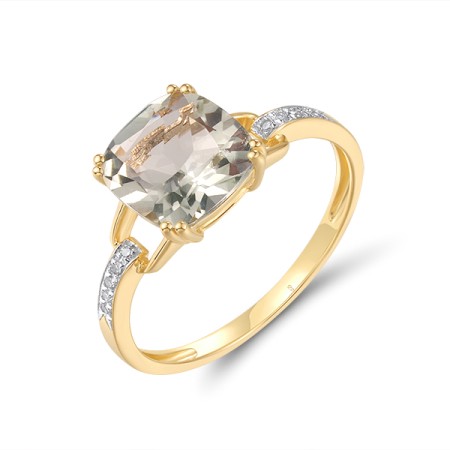 14KYW Ring Diamond,Prasiolite (Green Amethyst) (R304362GAM14KYW)