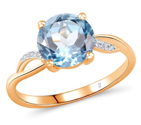14KRW Ring Blue Topaz (Sky Blue),Diamond (R304363BKT14KRW) - US 6