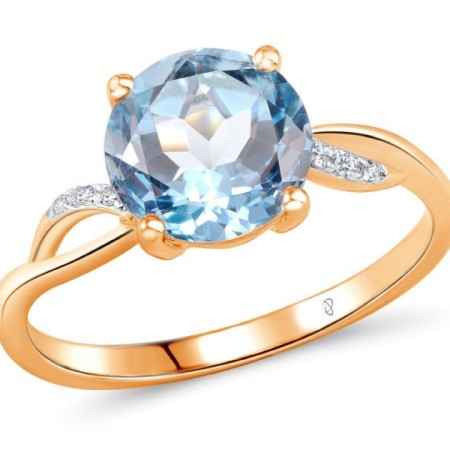 14KRW Ring Blue Topaz (Sky Blue),Diamond (R304363BKT14KRW) - US 6