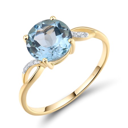 14KYW Ring Blue Topaz (Sky Blue),Diamond (R304363BKT14KYW) - US 7