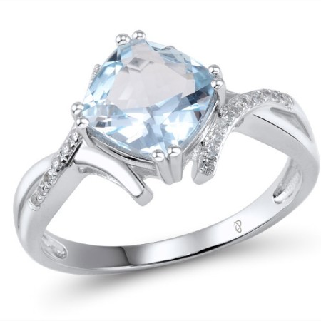14KW Ring Blue Topaz (Sky Blue),Diamond (R304364BKT14KW) - US 8
