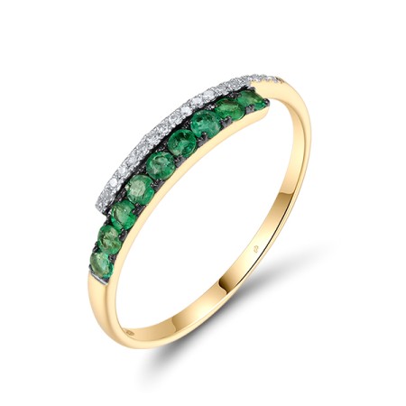 14KYWB Ring Diamond,Emerald (R304371EMR14KYWB) - US 7