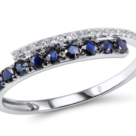 14KWB Ring Blue Sapphire,Diamond (R304371SAP14KWB) - US 8