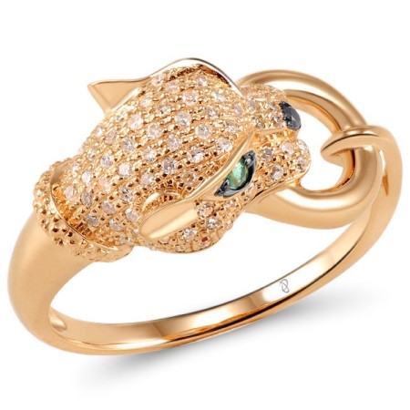 14KRB Ring Black Diamond,Diamond,Emerald (R304390BDE14KRB) - US 6