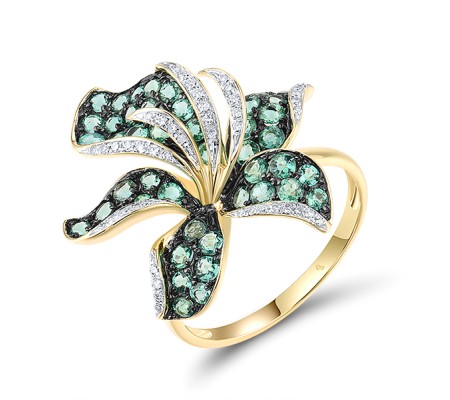 14KYWB Ring Diamond,Emerald (R304391EMR14KYWB) - US 6