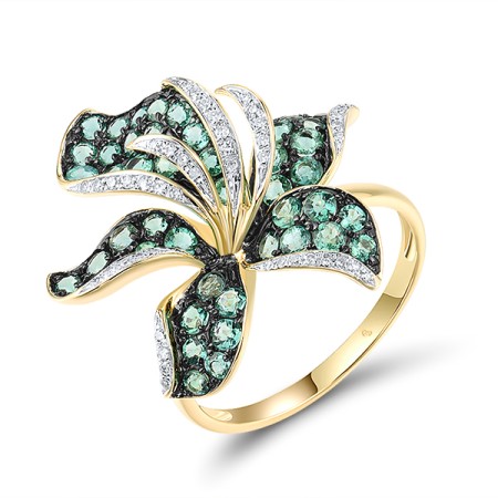 14KYWB Ring Diamond,Emerald (R304391EMR14KYWB) - US 6