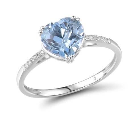 14KW Ring Blue Topaz (Sky Blue),Diamond (R304411BKT14KW) - US 6