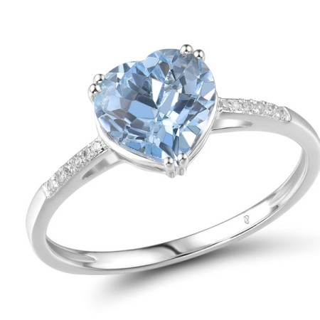 14KW Ring Blue Topaz (Sky Blue),Diamond (R304411BKT14KW) - US 6