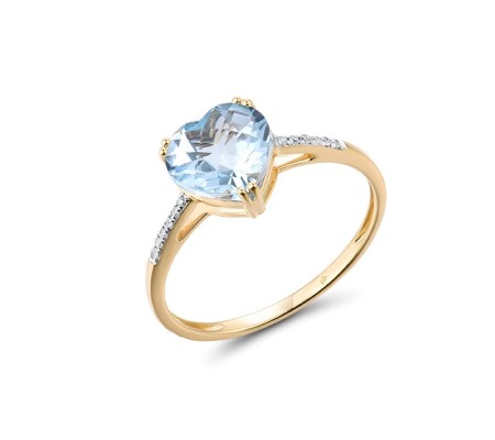 14KYW Ring Blue Topaz (Sky Blue),Diamond (R304411BKT14KYW) - US 6