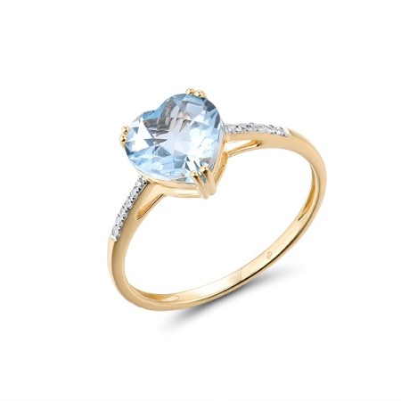 14KYW Ring Blue Topaz (Sky Blue),Diamond (R304411BKT14KYW) - US 6