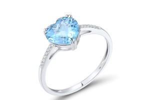 10KW Ring Blue Topaz (Swiss Blue),Diamond (R304411BLT10KW) - US 6