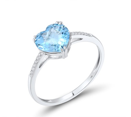10KW Ring Blue Topaz (Swiss Blue),Diamond (R304411BLT10KW) - US 6