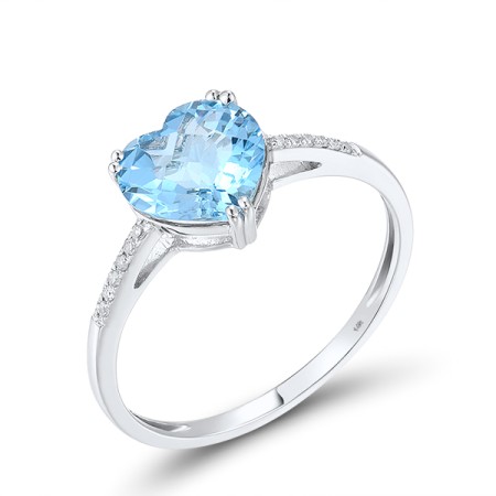 10KW Ring Blue Topaz (Swiss Blue),Diamond (R304411BLT10KW) - US 6
