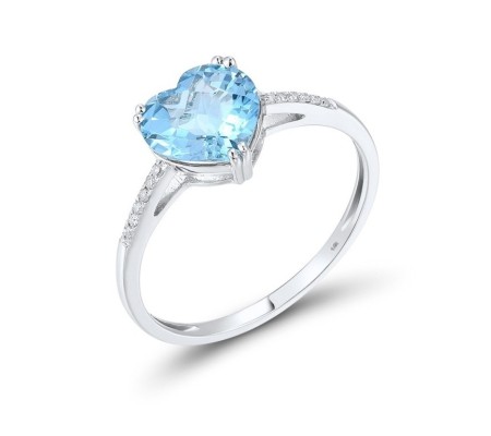 14KW Ring Blue Topaz (Swiss Blue),Diamond (R304411BLT14KW) - US 6