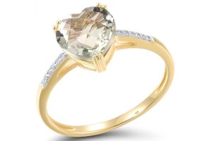 10KYW Ring Diamond,Prasiolite (Green Amethyst) (R304411GAM10KYW)