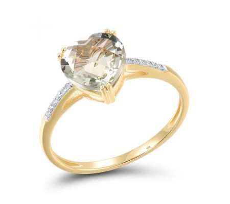 10KYW Ring Diamond,Prasiolite (Green Amethyst) (R304411GAM10KYW)