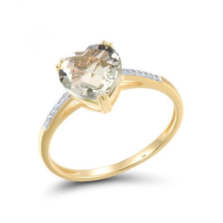 10KYW Ring Diamond,Prasiolite (Green Amethyst) (R304411GAM10KYW)