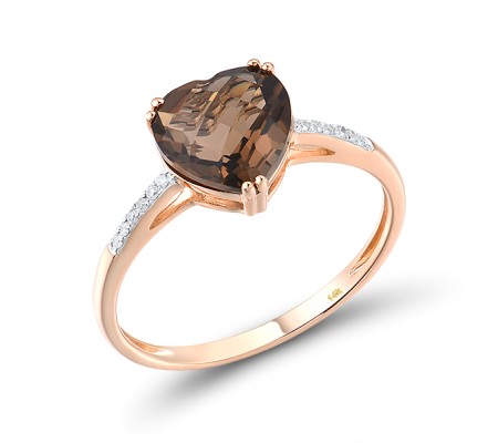 14KRW Ring Diamond,Smoky Quartz (R304411SKQ14KRW)