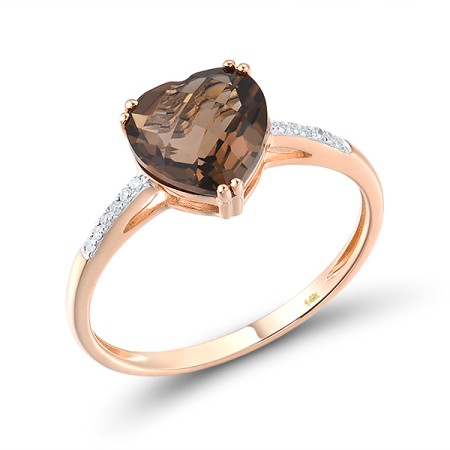 14KRW Ring Diamond,Smoky Quartz (R304411SKQ14KRW)