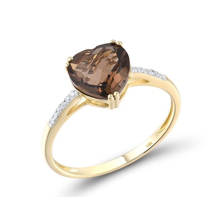 14KYW Ring Diamond,Smoky Quartz (R304411SKQ14KYW) - US 6