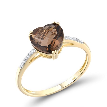 14KYW Ring Diamond,Smoky Quartz (R304411SKQ14KYW) - US 6