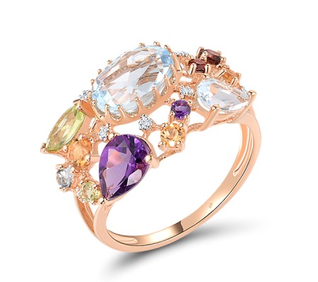 14KRW Ring Amethyst,Blue Topaz (Sky Blue),Blue Topaz (Swiss Blue),Citrine,Diamond,Garnet,Peridot (R304414MUL14KRW)