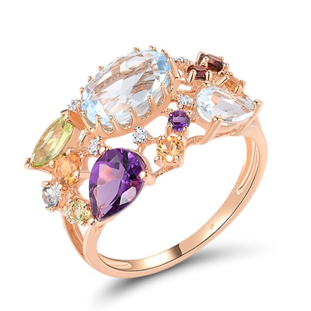 14KRW Ring Amethyst,Blue Topaz (Sky Blue),Blue Topaz (Swiss Blue),Citrine,Diamond,Garnet,Peridot (R304414MUL14KRW)