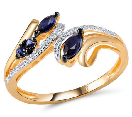 14KRWB Ring Blue Sapphire,Diamond (R304419SAP14KRWB) - US 8