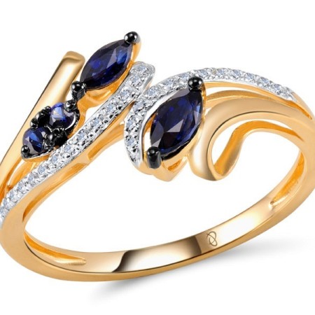 14KRWB Ring Blue Sapphire,Diamond (R304419SAP14KRWB) - US 8