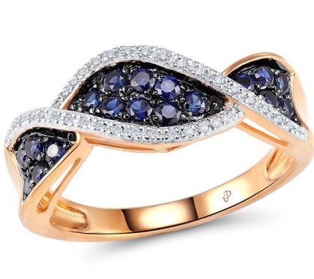 14KRWB Ring Blue Sapphire,Diamond (R304420SAP14KRWB) - US 7