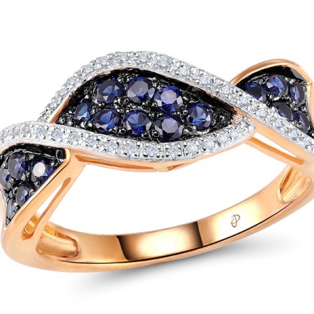 14KRWB Ring Blue Sapphire,Diamond (R304420SAP14KRWB) - US 7
