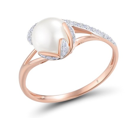 14KRW Ring Diamond,Fresh Water White Pearl (R304421FWP14KRW) - US 7.75