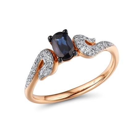 14KRWB Ring Blue Sapphire,Diamond (R304530SAP14KRWB) - US 6.5