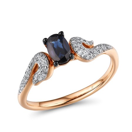 14KRWB Ring Blue Sapphire,Diamond (R304530SAP14KRWB) - US 6.5