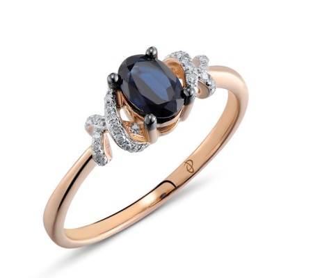 14KRWB Ring Blue Sapphire,Diamond (R304532SAP14KRWB) - US 6.75